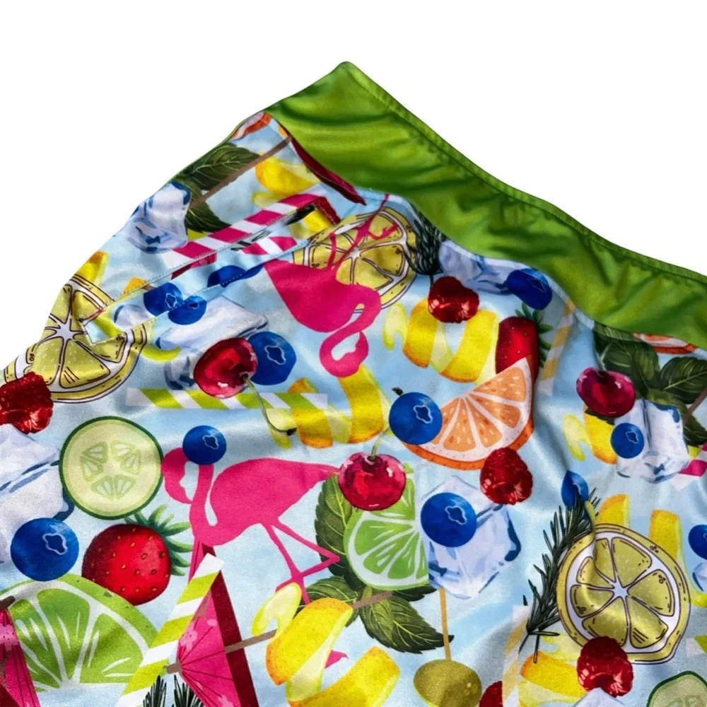 Flamingo citrus cocktails colorful golf skirt skort Shanks large L - Picture 2 of 5